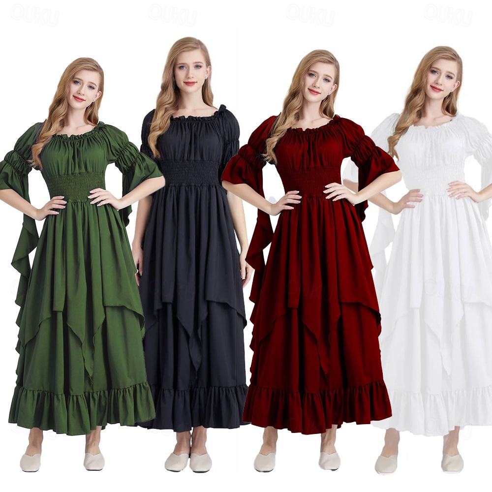 green emerald velvet dress Sakkas Niam Women's Maxi Capelet Long Dress Celtic Medieval Renaissance Adjustable X-Large-XX-Large Plus / Navy