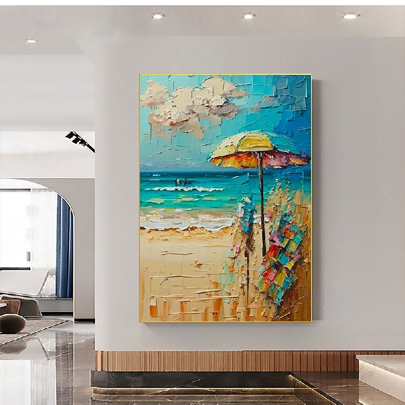 Arts retailer Hand Painted Modern Abstract Seascape Canvas Oil Painting Ocean Beach Coast