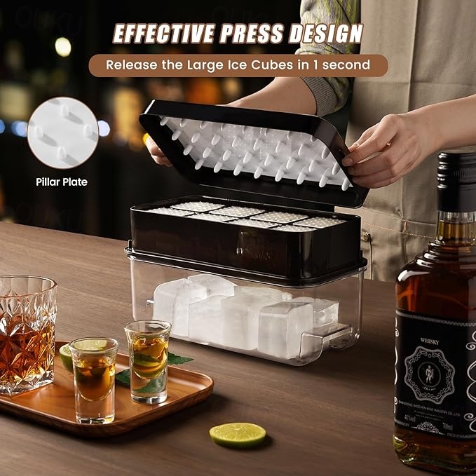 Vassoio Per Cubetti Di Ghiaccio In Silicone Con Coperchio - Stampo Da 37 Cubetti, Impilabile, Antiodore, Facile Da Sformare - Per Cocktail, Whisky, Bevande (Colore Rosa)