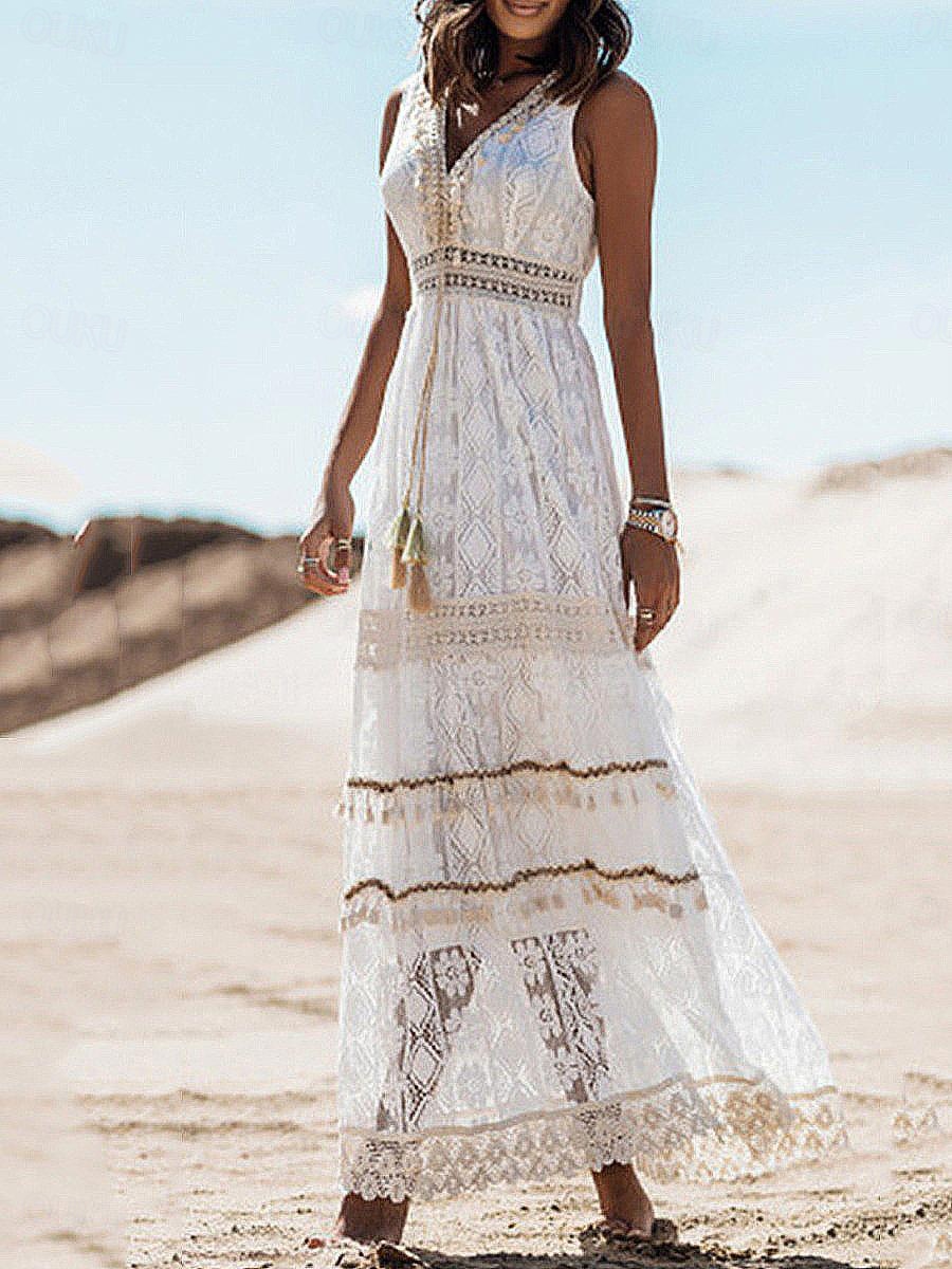 vestido boho vestidos blancos de encaje largos