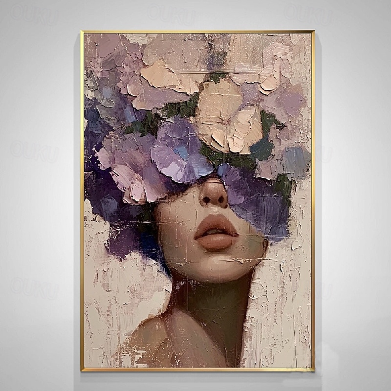 Large Faceless Portrait Painting popular Abstract Lady Painting Woman Face Artwork Original Wall Art Figurative Canvas Art Framed Woman Canvas Decor