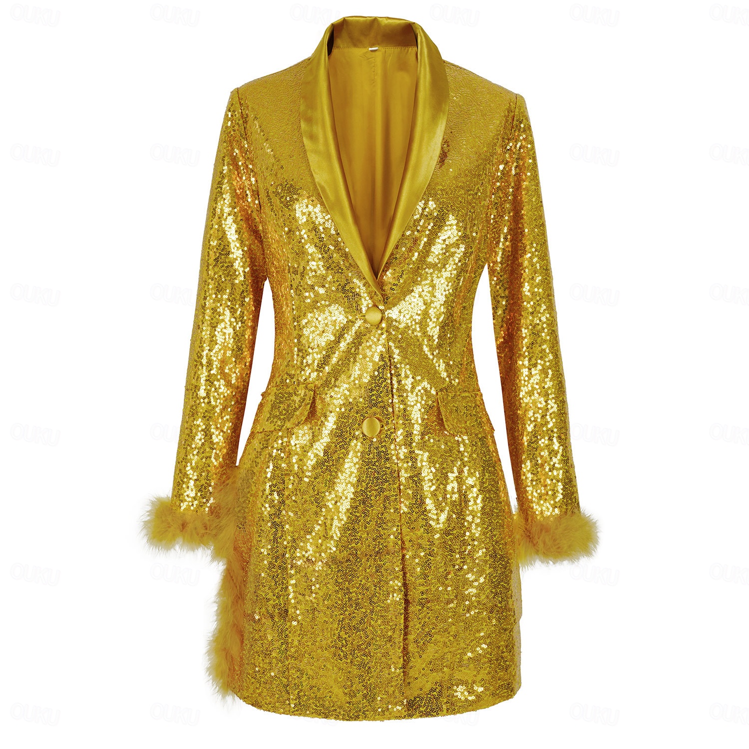 gold sequin jacket fancy dress Retro Vintage 1980s Suits & Blazers Disco Sequins Dress Women's Party / Evening Pride Parade Pride Month Adults Dress 2026 style_icon_gifting