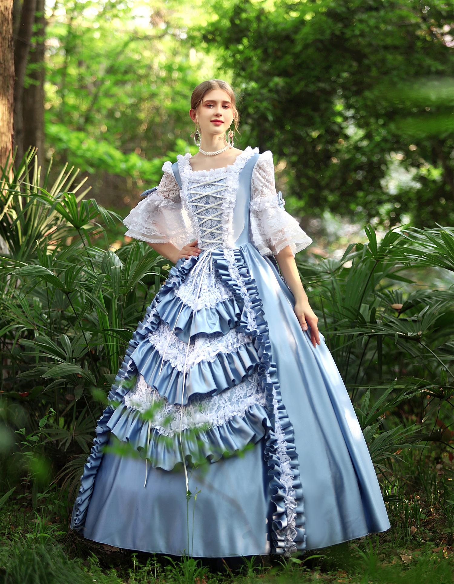 medieval inspired prom dresses Medieval Vintage / Retro Green Flower Prom Dresses 2024 Crossed Straps Floor-Length / Long Satin U-Neck Cosplay 1/2 Sleeves Ball Gown Prom Formal Dresses