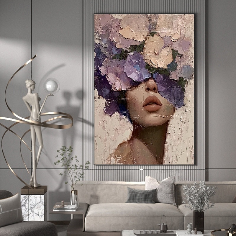 Large Faceless Portrait store Painting Abstract Lady Painting Woman Face Artwork Original Wall Art Figurative Canvas Art Framed Woman Canvas Decor