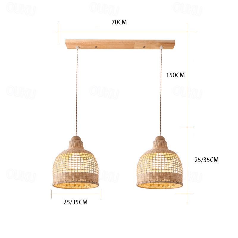 LED-Pendelleuchte 3-Farben-Licht 70/100 cm 1/2/3-flammig Bambus-Rattan Mini  E27 Halbeinbauleuchte verstellbare Draht-Deckenpendelleuchte fr Nachttisch  Balkon Esszimmer dekorative Beleuchtung 85-265 V 2026 -  328.95