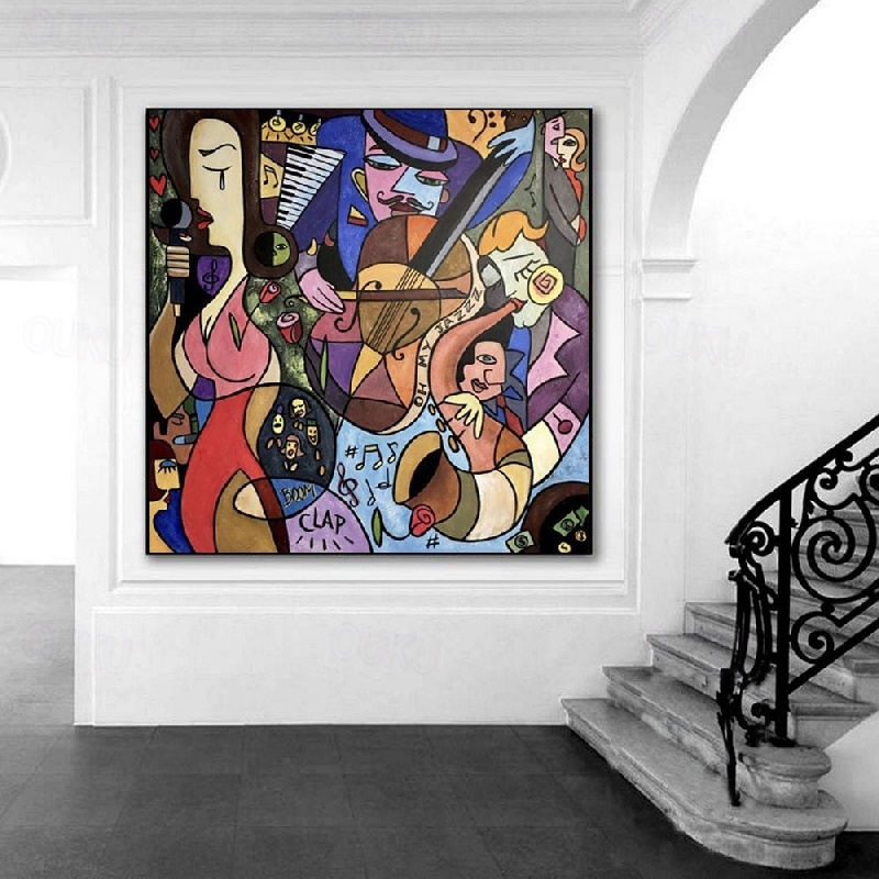 ピカソ 抽象画 アートキャンバスアクリル画 横長ビックサイズ