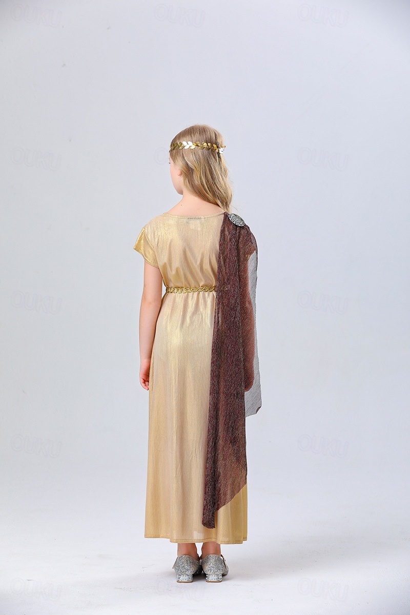 strapless open back dress Girls Ancient Greek Girl Costume Fancy Dress Up Party Toga Outfit Kids –  Kingdom Fancy Dress main image 0