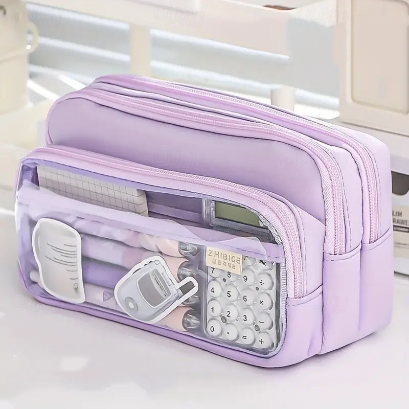 Astuccio Estetico Grande Capacità | 4 Scomparti In Tela Resistente, Perfetto Per Scuola E Ufficio - copertina