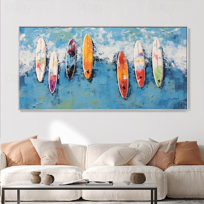 Tableau Moderne Peint à La Main Sur Toile - Décoration Murale Contemporaine 150x50 Cm - Pièce Unique Pour Salon