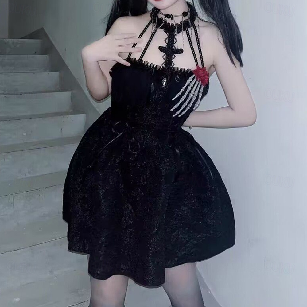 Retro Vintage Punk & Gothic Cocktail Dress Prom Dress Goth Girl Women's Lace Halloween Event / Party Dress 2026 - 27 Retro Vintage Punk & Gothic Cocktail Dress Prom Dress Goth Girl Women's Lace Halloween Event / Party Dress 2026 - 27