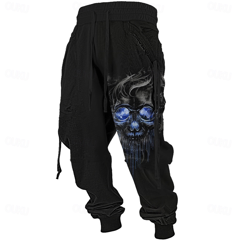 Men's Graphic Skull Sweatpants Joggers Mid Waist Casual Outdoor 3D
