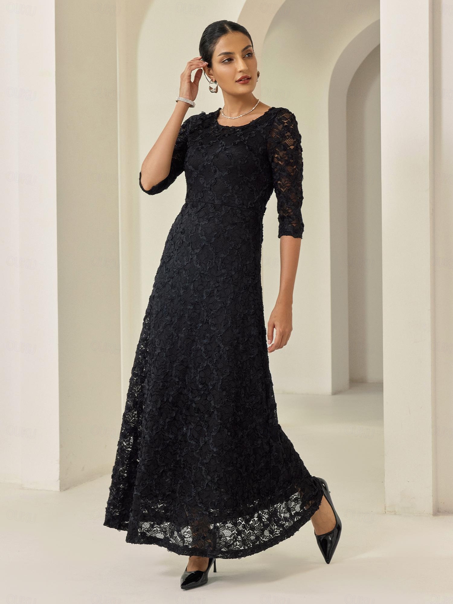 knee length dresses for ladies Marcella Lace Cover Up Dress (Black) main image 0