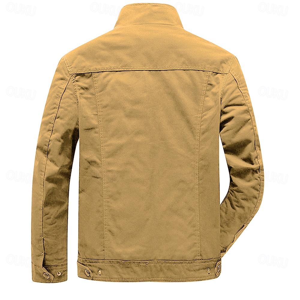 Veste militaire brodée en coton pour hommes avec bretelles à manches longues col montant veste de camionneur multi-poches imprimé drapeau américain vêtements d'extérieur tactiques 2024 - US $56.99 –P5