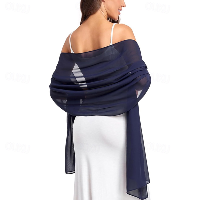 navy shawls and wraps for evening dresses Pxiakgy Women's Shawl Wrap for Evening Dress Chiffon Scarf Shawls for Prom Wedding Party, Large Beach Cover Up Wrap,Lightweight Chiffon Translucent