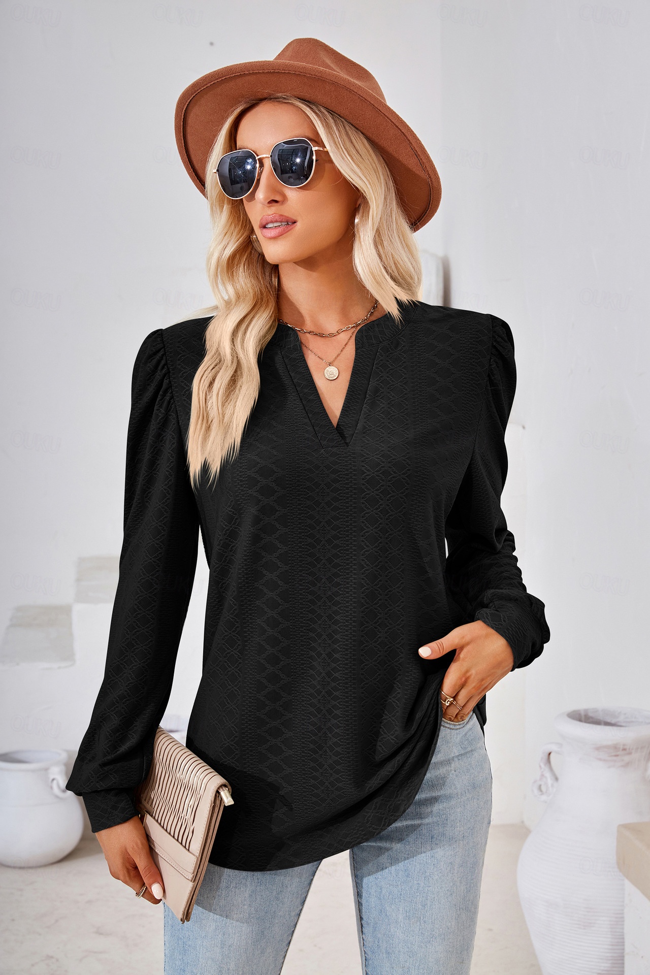 black long sleeve dressy top