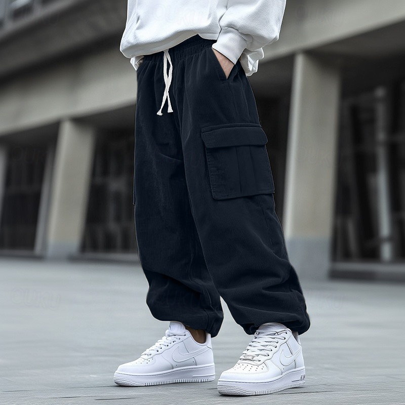 Men's Cargo Pants Corduroy Pants Trousers Baggy Pants Drawstring