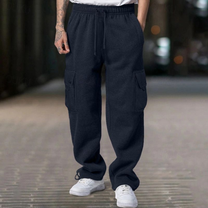 Vnihaq Men's Fleece Sweatpants - Relaxed Fit Athletic Joggers With Drawstring & Pockets