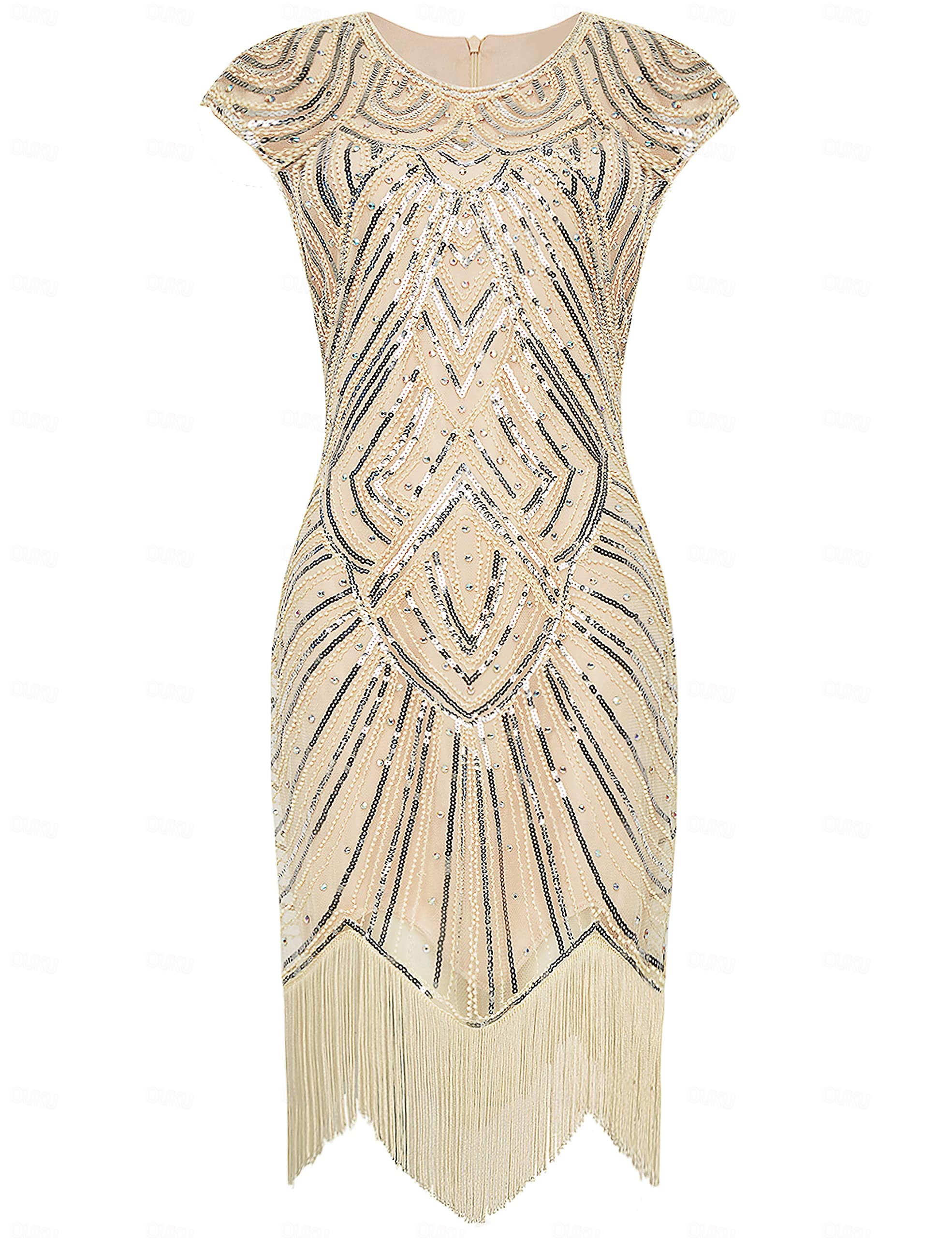 Roaring 20s 1920s Cocktail Dress Knee Length Flapper Dress Dress Halloween Costumes Juliet Sleeve The Great Gatsby Charleston Sequins Embroidered Fancy Dress Women's Wedding Party Wedding Guest 2026