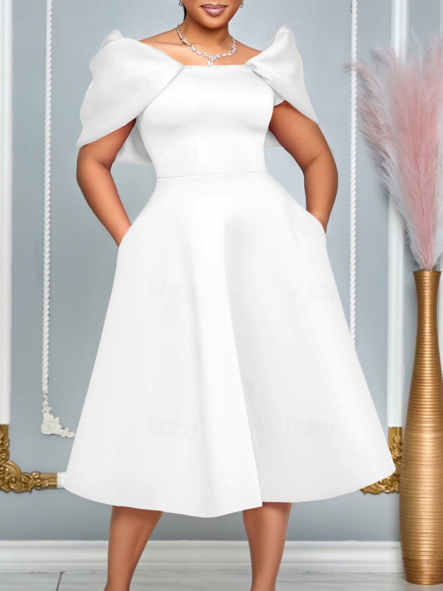Kentucky Derby Women's Midi Dress A Line Dress Summer Dress Fit And Flare  Dress Puff Sleeve