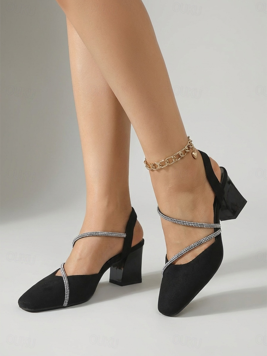 cocktail dress shoes women Women Dressy Suede D'orsay Pump Chunky Pointed Toe High Heels Dress Shoes Evening Cocktail Ankle-Strap Work Pumps