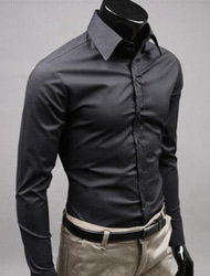 Homens Saia camisa de colarinho camisa de botão Tecido Formal Casamento Preto Branco Amarelo Rosa claro Manga Longa Colarinho de Camisa Roupa