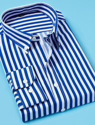 Herren Oberhemd Gestreiftes Hemd Hemd Kragenhemd Gestreift Hochzeit Arbeit Schwarz Weiß Rote Marineblau Langarm Kragen Bekleidung