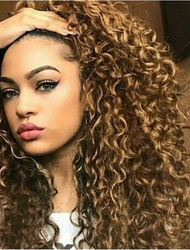 parrucche marroni per le donne parrucca sintetica afro ricci parrucca parte centrale onda d'acqua lunga luce dorata marrone chiaro capelli sintetici neri