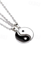 1 par yin yang hängande kedjehalsband för kvinnor eller män justerbart 2 st bästa vän svart choker halsband för par