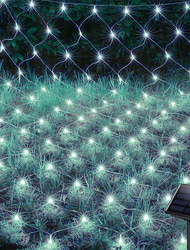 Solar LED Net Lights 8 Modes 200 LEDs 9.8ft x 6.6ft Tree Wrap Mesh Fairy Twinkle Lights for Outdoor Patio Lawn Garden Porch Bushes Camping Window Christmas