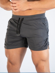 Men's Athletic Shorts Running Shorts Gym Shorts Drawstring Side Pockets Split Solid Colored Breathable Quick Dry Outdoor Athletic Beach Casual Shorts Black White Micro-elastic