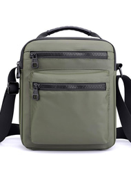 svart vattentät crossbody-väska i nylon för män med flera fickor - reseaxelväska för pass och telefonförvaring