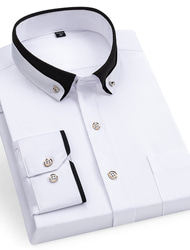 Business Formal Dress Shirt Wedding Men's  Button Down Shirt Collared Shirt Sea Blue Black White Wine Long Sleeve Graphic Prints Turndown Spring Fall  Outdoor Clothing Apparel