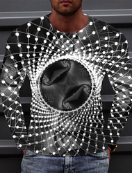 Per uomo 3D Print Stampe astratte maglietta Manica lunga maglietta Stampa 3D Girocollo Camicia Sportivo Originale Essenziale Esterno Strada Giornaliero Verde chiaro Fucsia Verde Primavera & Autunno