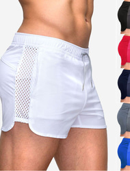 Men's Shorts Workout Shorts Running Shorts Casual Shorts Drawstring Elastic Waist Solid Color Breathable Quick Dry Short Daily Sports Streetwear Sporty Black White Micro-elastic