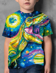 男の子 3D 恐竜 Tシャツ 半袖 3Dプリント 夏 活発的 かわいいスタイル クール 子供 3〜12年 学校 日常