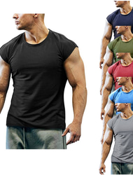Homens Camiseta Malha Íntima Camisas antiumidade Sem Manga Gola Redonda Verão Tecido Esportes Moda Leve Férias Casual Feriado Preto Branco Verde Tropa Top Tee para Homens