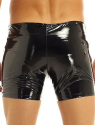 Voor heren Casual korte broek Korte broek van imitatieleer Effen Comfort Zacht Huis Casual Clubkleding Sexy Wet look Zwart