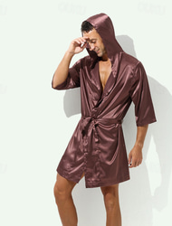 Pánské Župan Koupací župany Čistá barva stylové Na běžné nošení Domů Denní Postel Polyester Prodyšné Yumuşak Mikina Dlouhý rukáv Jaro Léto Bílá Světlá růžová