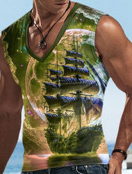 Voor heren Vest Top Mouwloos T-shirt voor heren Grafisch Boot V-hals Kleding 3D-afdrukken Sport Hardlopen Mouwloos 3D-afdrukken Ontwerper Casual Spier