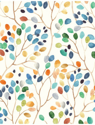 Cool Wallpapers Wallpaper Aesthetic Wall Mural Floral Peel and Stick Wallpaper Colorful Forest Beige/Orange/Blue Removable Contactpaper for Nursery Decorations 17.7in x 118in