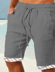 Men's Shorts Summer Shorts Beach Shorts Drawstring Elastic Waist Straight Leg Plain Patchwork Comfort Breathable Short Casual Daily Holiday Fashion Classic Style White Army Green