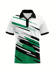 Męskie Prążki Koszulki sportowe polo Koszula golfowa Krótki rękaw Koszulki polo Koszule z kołnierzykiem Codzienny Stroje sportowe Ubrania wakacyjne Guziki Druk 3D Czarny Czerwony Niebieski