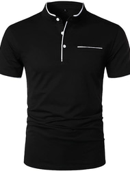 Herren Golfhemd Hemd mit Stehkragen Casual Festtage Ständer Gebänderter Kragen Kurzarm Modisch Basic Glatt Taste Sommer Regular Fit Marineblau Schwarz Weiß Burgunderrot Golfhemd