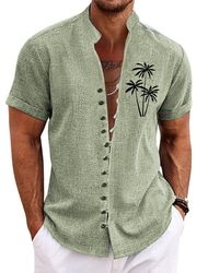 Herr Kokosnötsträd Tropiska växter Skjorta Hawaii skjorta Aloha skjorta Kortärmad Skjorta Hög krage Mode Streetwear Designer Utomhus Semester Gata Blå Purpur Grön S M L