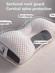 1 almohada de punto de algodón antibacteriano para el cuello para adultos para ayudar a dormir, suave, ajustable, ergonómica, ortopédica, soporte de contorno, funda extraíble