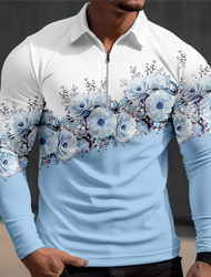 Kentucky Derby Bărbați Floral Tricouri polo hawaiene Cămașă de golf Manșon Lung Tricouri de polo Cămăși cu guler Casual Costum de plajă Îmbrăcăminte de vacanță Uzura tropicala Ținute de petrecere