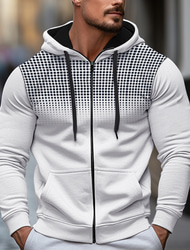 Men's Hoodie Full Zip Hoodie Black White Red Blue Dark Gray Hooded Color Block Sports & Outdoor Daily Holiday Polyester Streetwear Cool Casual Spring &  Fall Clothing Apparel Hoodies Sweatshirts 