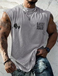 Pánské Grafika Písmeno Tělocvična Bez rukávů Vesta Top Tílka Neformální styl Klasický styl Bez rukávů tričko Horká ražba Tričkový Košile Sportovní Lehký Velký a vysoký Ležérní Denní Dovolená Čern