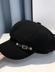 Boinas elegantes em relevo clássicas de cor sólida estilo britânico boina respirável chapéus de jornaleiro para mulheres outono & inverno