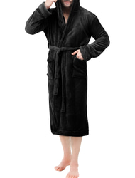 Pánské Pyžama Župan Koupací župany Koupelnové šaty 1 pcs Bez vzoru stylové Na běžné nošení Pohodlné Domů Denní Postel Fleece Pohodlné Teplý Mikina Dlouhý rukáv Kapsy Podzim Zima Černá Tmavomodrá